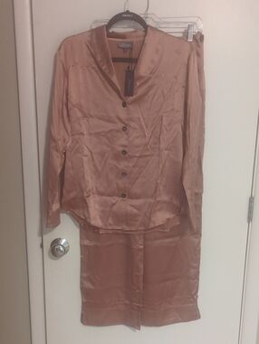 Julianna Rae 100% Silk Pajama Set - Classic Button-Front Top & Relaxed Pants